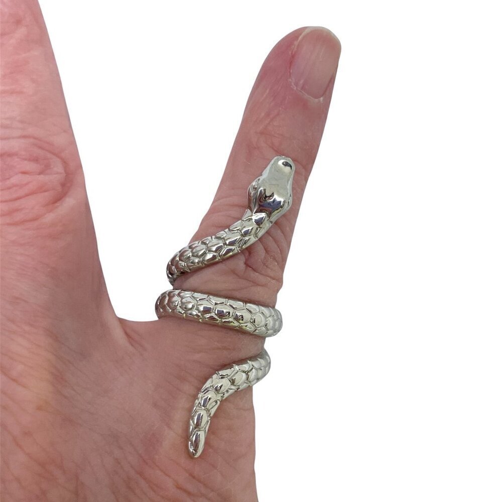 Silver Tone Snake Ring Size 5 Wrap Around Snake Jewelry Reptile Lovers Gift Idea